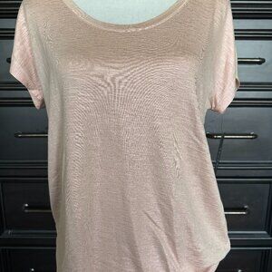 Tahari Subtle Shimmer Pale Pink Extended Shoulder Top M EUC!